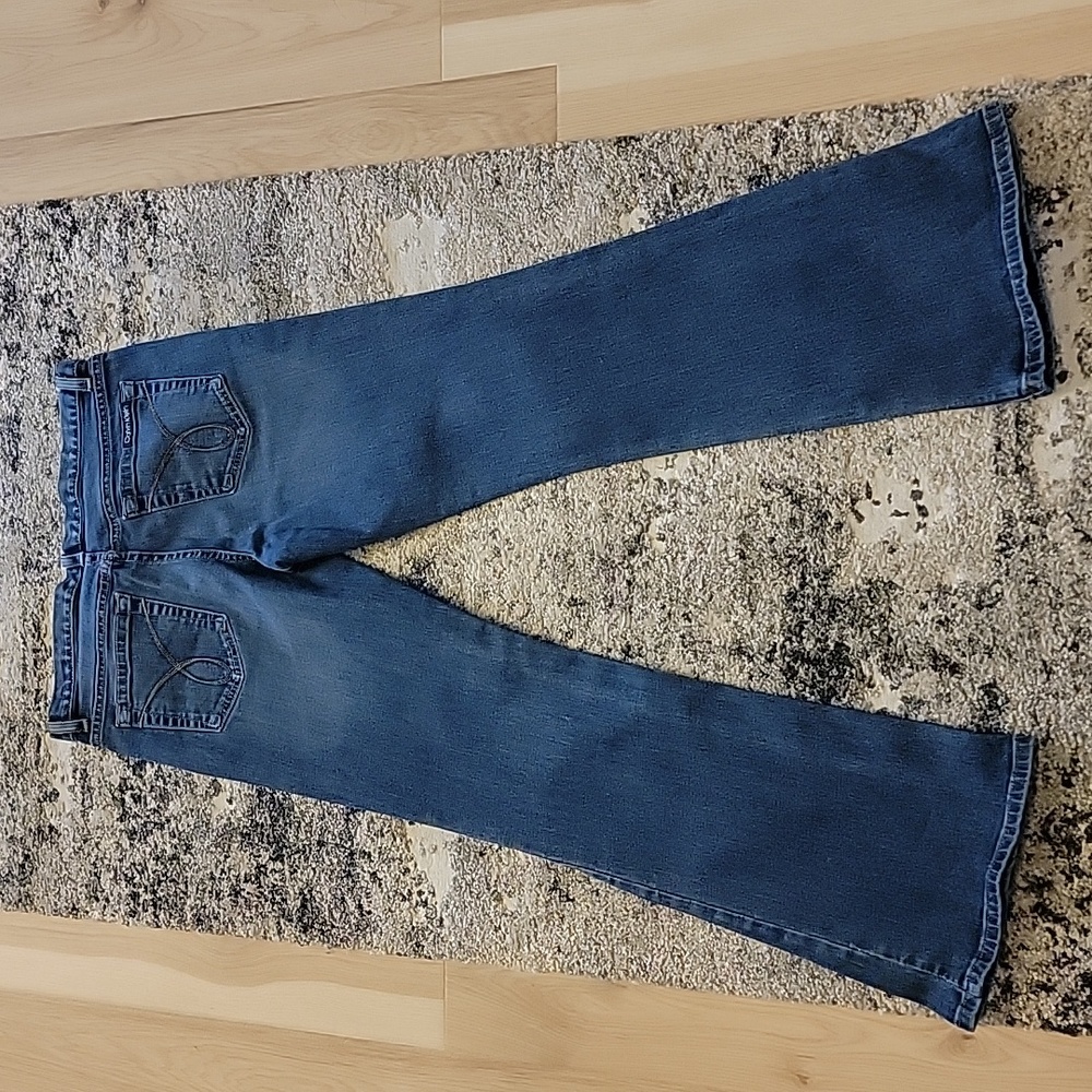 CALVIN KLINE FLARE MEDIUM WASH WOMENS JEANS SIZE 10X32 - Picture 2 of 9